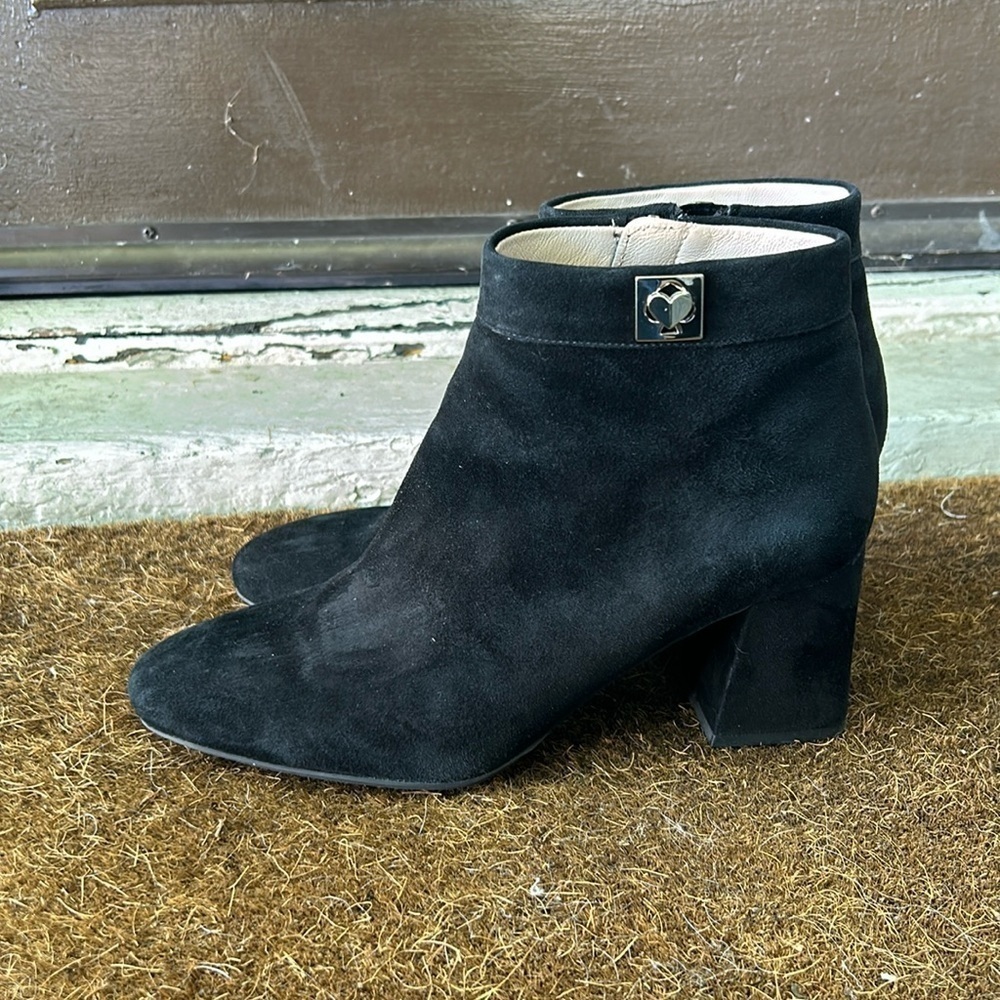 Kate Spade Adalyn Ankle Boots Black Suede Size 9 Booties Fall Boots